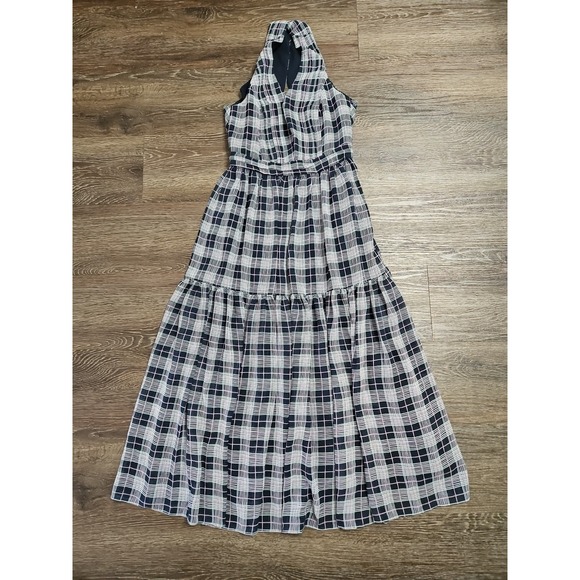 Club Monaco Women' s Blue Plaid Cross Back Midi Dress Size: 00‎ NWT - Picture 5 of 11